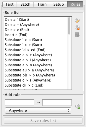 Rule list sidebar screenshot