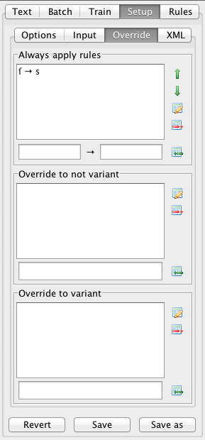 Setup overrides sidebar screenshot